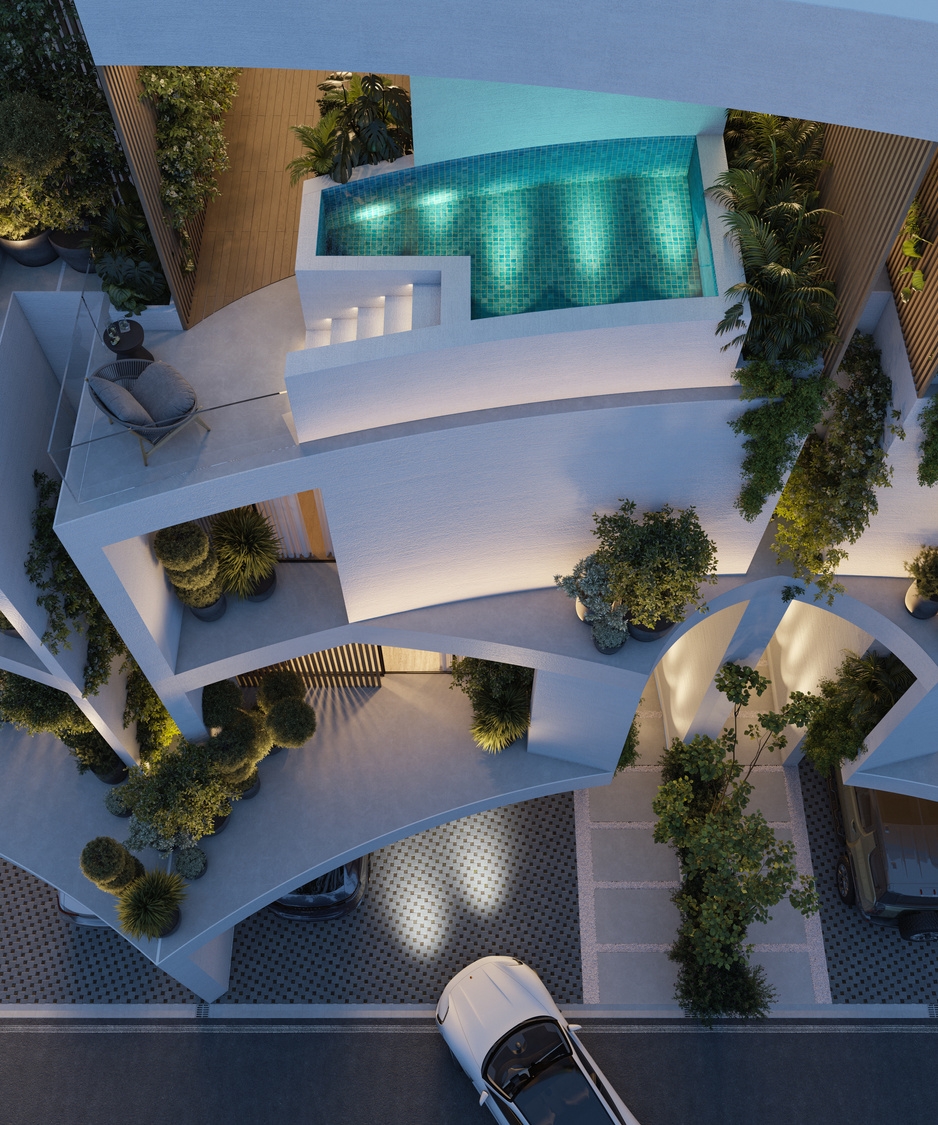 Aerial view of luxury villa at Lunaya